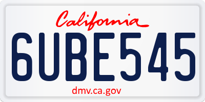 CA license plate 6UBE545