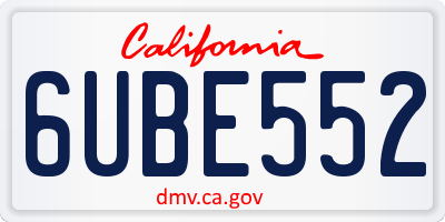 CA license plate 6UBE552