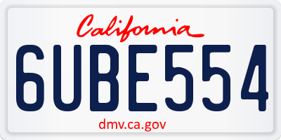 CA license plate 6UBE554