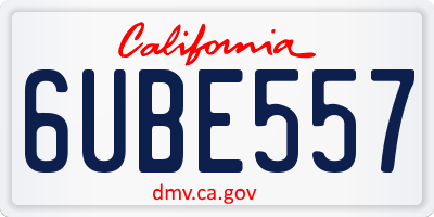 CA license plate 6UBE557