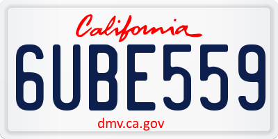 CA license plate 6UBE559