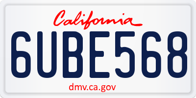 CA license plate 6UBE568