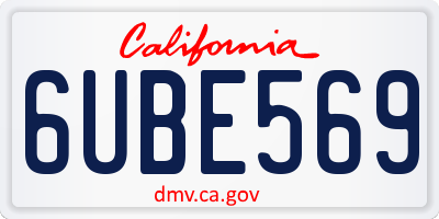 CA license plate 6UBE569
