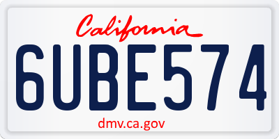 CA license plate 6UBE574