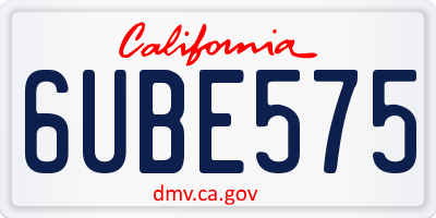CA license plate 6UBE575