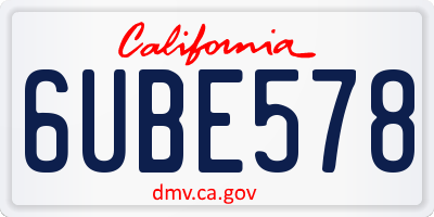 CA license plate 6UBE578