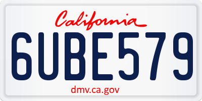 CA license plate 6UBE579