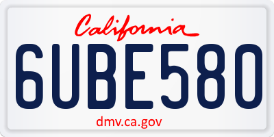 CA license plate 6UBE580