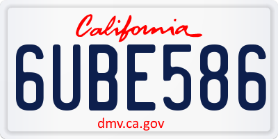CA license plate 6UBE586