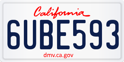 CA license plate 6UBE593