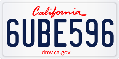 CA license plate 6UBE596