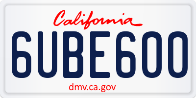 CA license plate 6UBE600