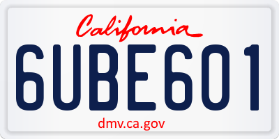 CA license plate 6UBE601