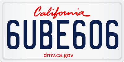 CA license plate 6UBE606