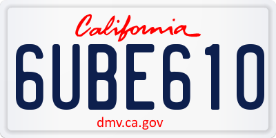 CA license plate 6UBE610