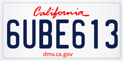 CA license plate 6UBE613