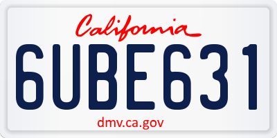 CA license plate 6UBE631
