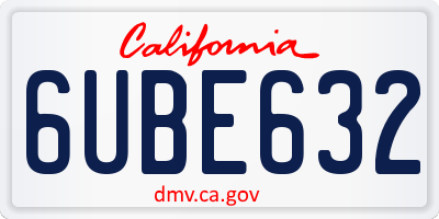 CA license plate 6UBE632