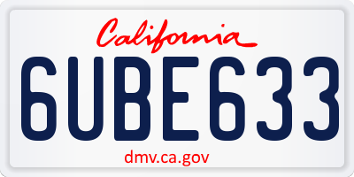 CA license plate 6UBE633