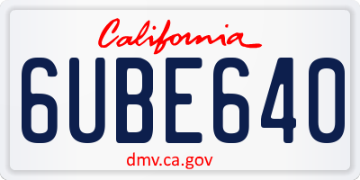 CA license plate 6UBE640