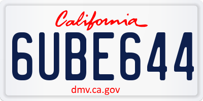 CA license plate 6UBE644