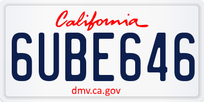 CA license plate 6UBE646