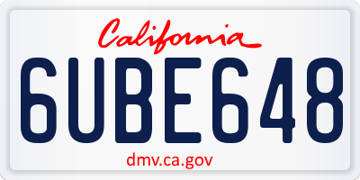 CA license plate 6UBE648