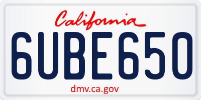 CA license plate 6UBE650