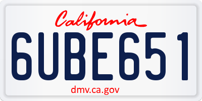 CA license plate 6UBE651