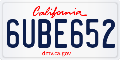 CA license plate 6UBE652