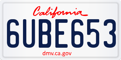 CA license plate 6UBE653