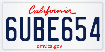 CA license plate 6UBE654