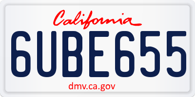 CA license plate 6UBE655