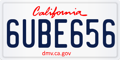 CA license plate 6UBE656