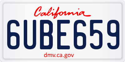 CA license plate 6UBE659