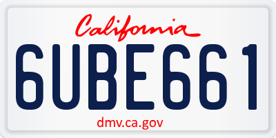 CA license plate 6UBE661