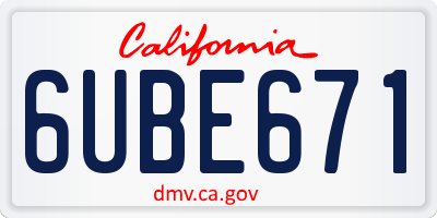 CA license plate 6UBE671