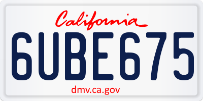 CA license plate 6UBE675