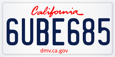 CA license plate 6UBE685
