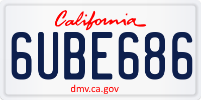 CA license plate 6UBE686
