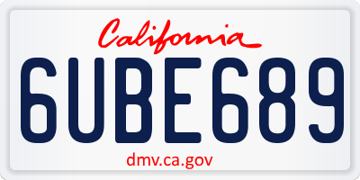 CA license plate 6UBE689
