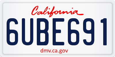CA license plate 6UBE691