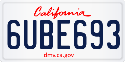 CA license plate 6UBE693