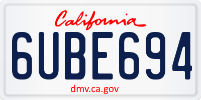 CA license plate 6UBE694