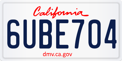 CA license plate 6UBE704