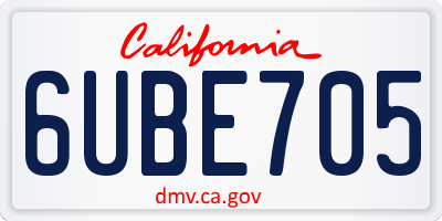 CA license plate 6UBE705