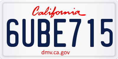 CA license plate 6UBE715