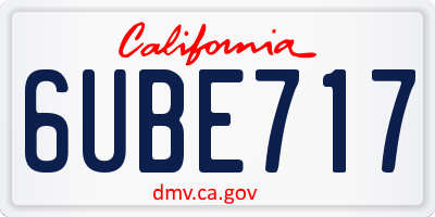 CA license plate 6UBE717