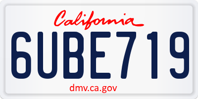 CA license plate 6UBE719