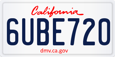 CA license plate 6UBE720